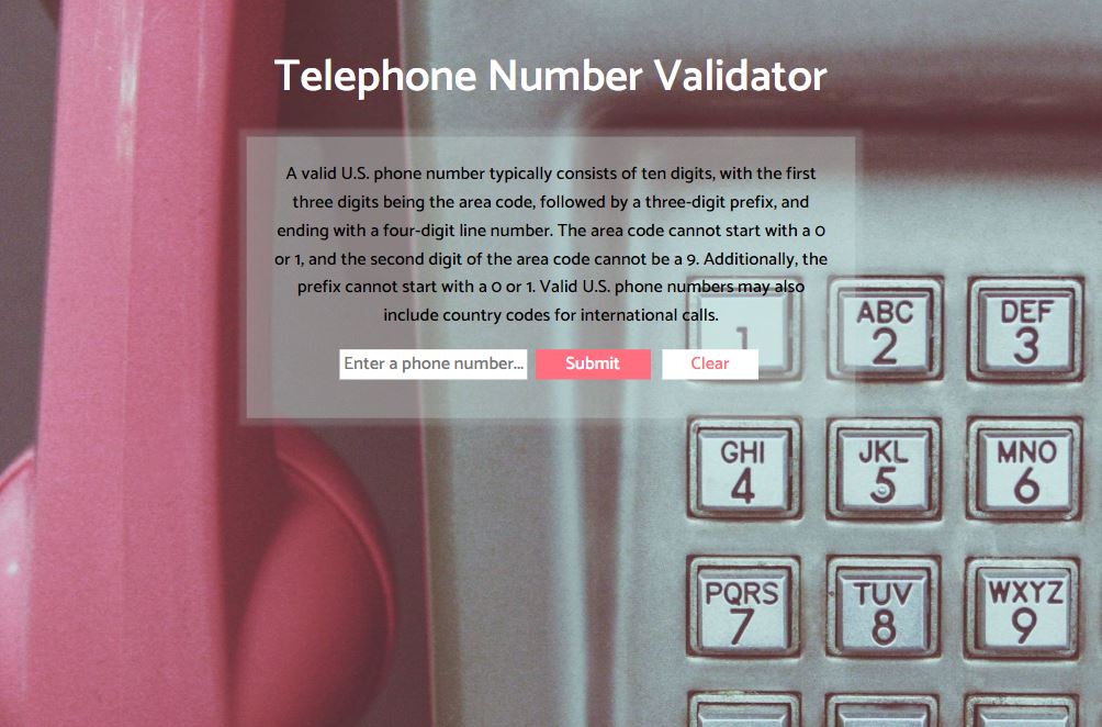 Telephone Number Validator Site